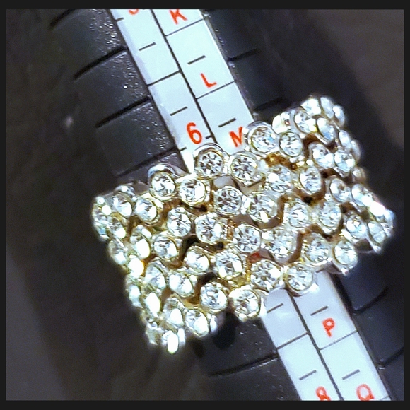 Silvertone Crystal Statement Ring - Picture 5 of 13
